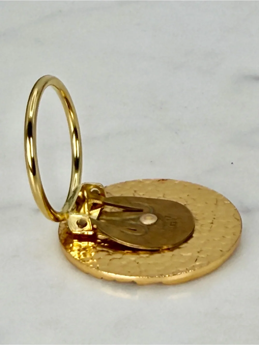 Vintage Scarf Clip Signed West Germany Gold Geometric MCM Brutalist Round Mod